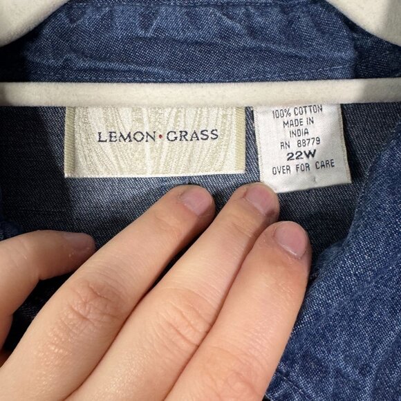 Lemongrass Western Denim Bandana Patchwork Shirt SZ Large - Picture 7 of 9